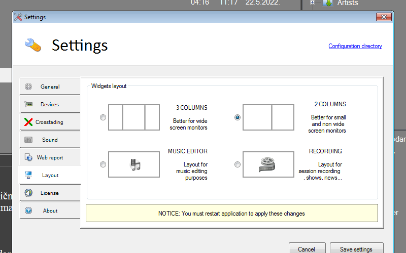 Onair allows multiple form layouts in the main window